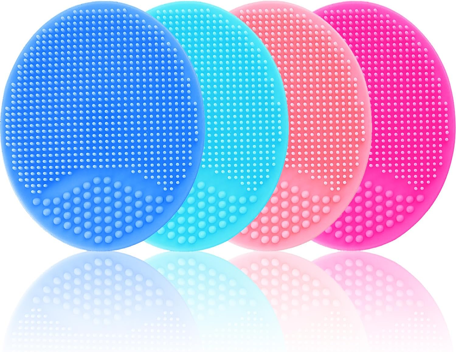 Silicone Facial Cleansing Brush - 4 Pack Face Scrubber & Exfoliator for Deep
