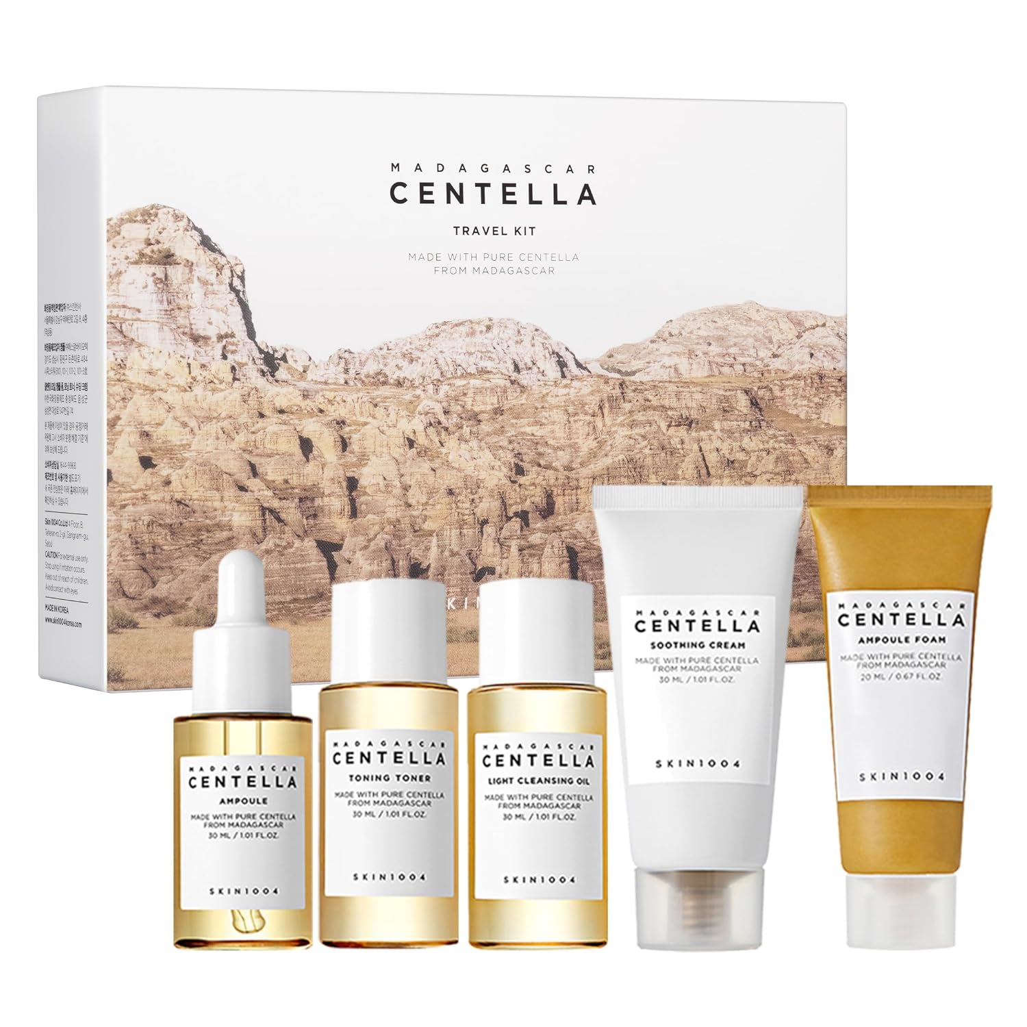 Centella Travel Kit, Korean Skin Care Set with Toner, Moisturiser, Serum, Cleansing Centella Travel Kit, Korean Skin Care Set with Toner, Moisturiser, Serum, Cleansing